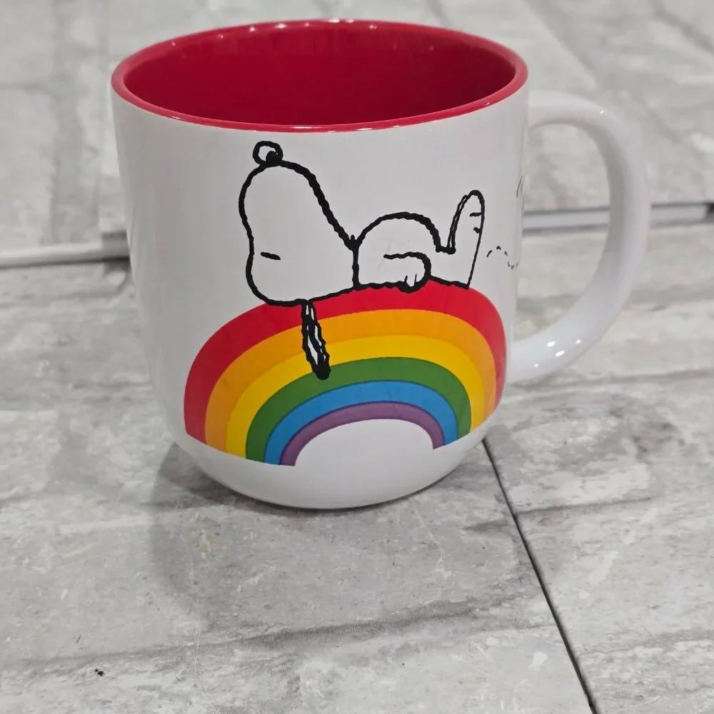 Peanuts‎ Snoopy Love Rainbow White Ceramic Coffee Mug 14pz